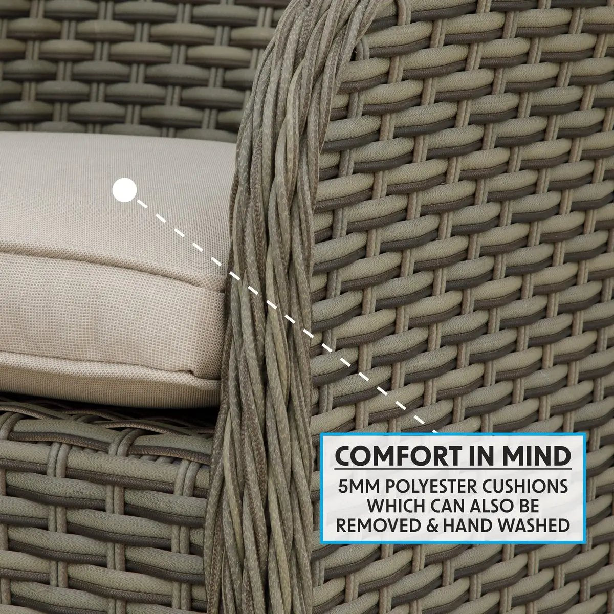 Dellonda DG64 Chester Rattan Wicker Garden Dining Chairs with Cushion Brown Dellonda