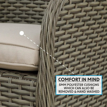 Dellonda DG64 Chester Rattan Wicker Garden Dining Chairs with Cushion Brown Dellonda