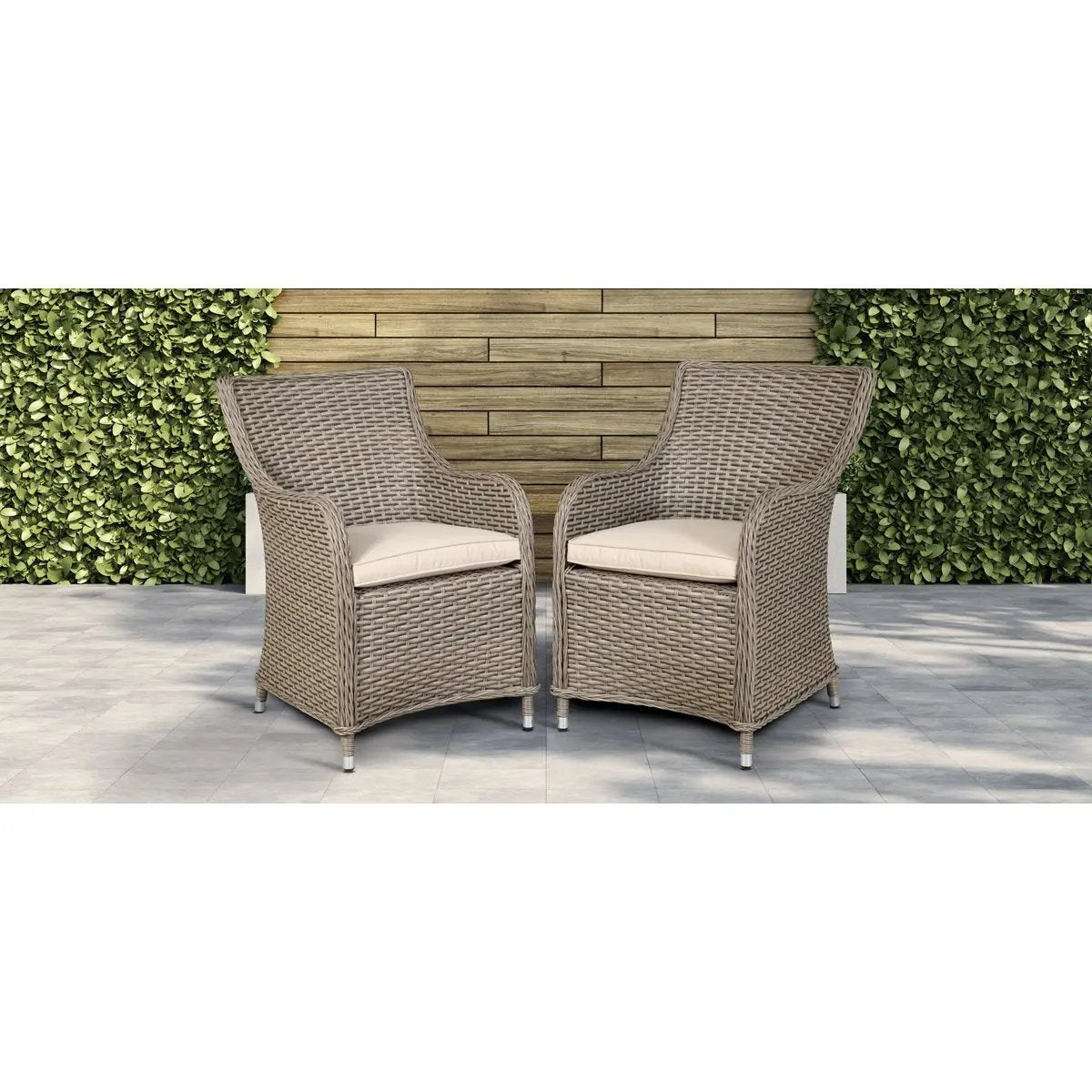 Dellonda DG64 Chester Rattan Wicker Garden Dining Chairs with Cushion Brown Dellonda