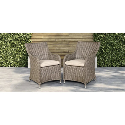 Dellonda DG64 Chester Rattan Wicker Garden Dining Chairs with Cushion Brown Dellonda
