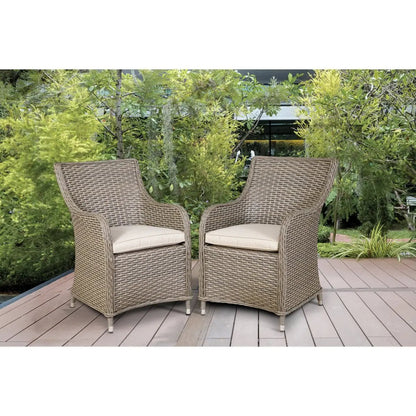 Dellonda DG64 Chester Rattan Wicker Garden Dining Chairs with Cushion Brown Dellonda