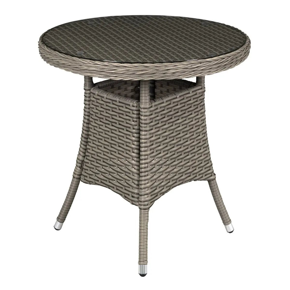Dellonda DG65 Chester Rattan Wicker Outdoor Bistro Table with Tempered Glass Top Brown Dellonda