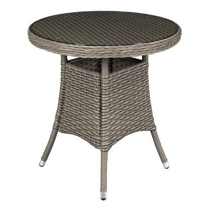 Dellonda DG65 Chester Rattan Wicker Outdoor Bistro Table with Tempered Glass Top Brown Dellonda