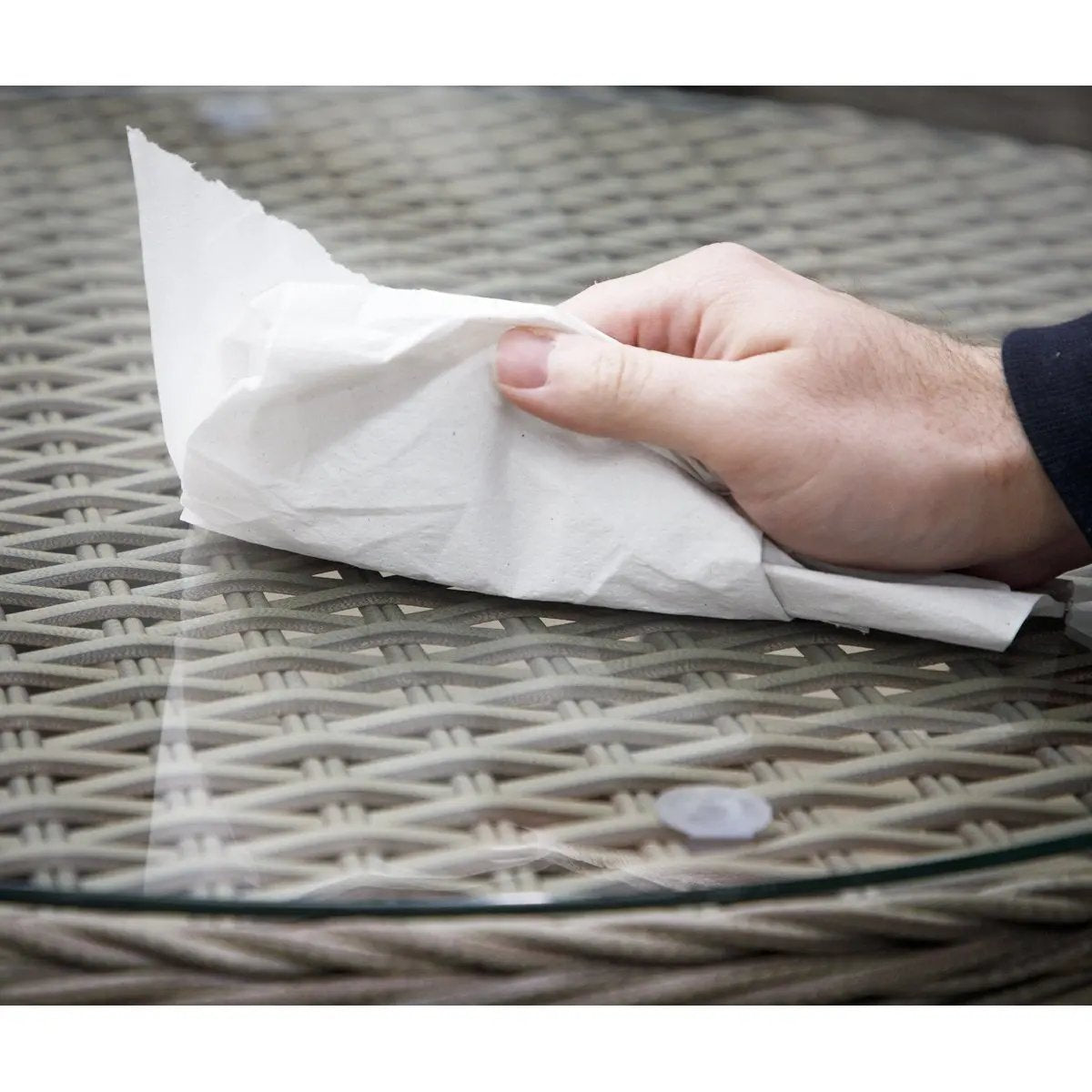 Dellonda DG65 Chester Rattan Wicker Outdoor Bistro Table with Tempered Glass Top Brown Dellonda