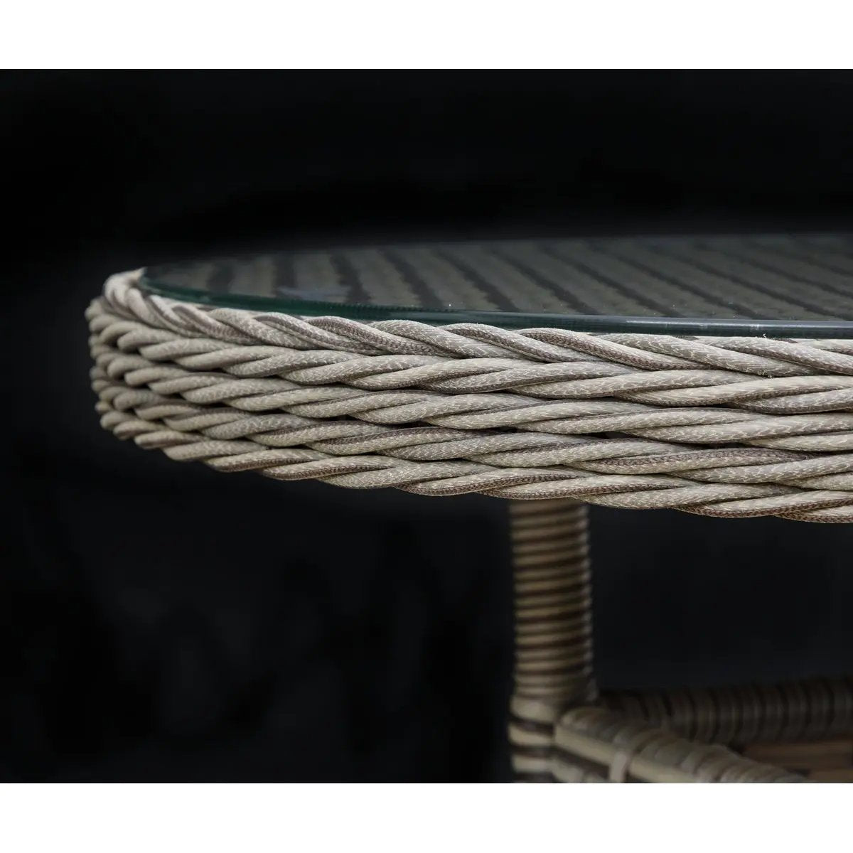 Dellonda DG65 Chester Rattan Wicker Outdoor Bistro Table with Tempered Glass Top Brown Dellonda