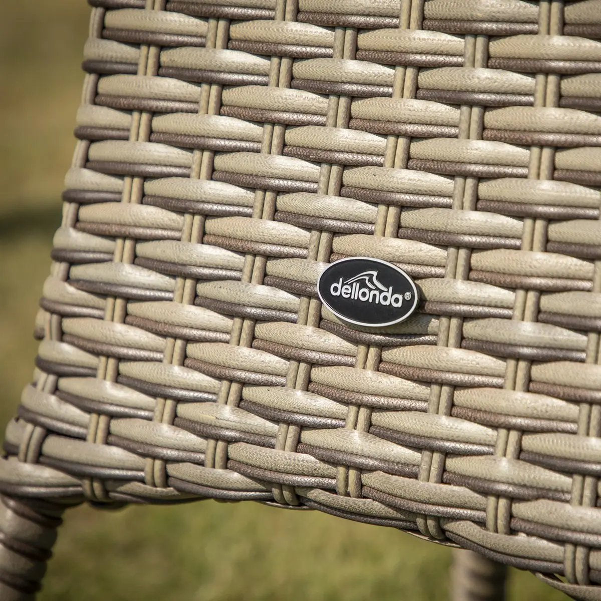 Dellonda DG65 Chester Rattan Wicker Outdoor Bistro Table with Tempered Glass Top Brown Dellonda