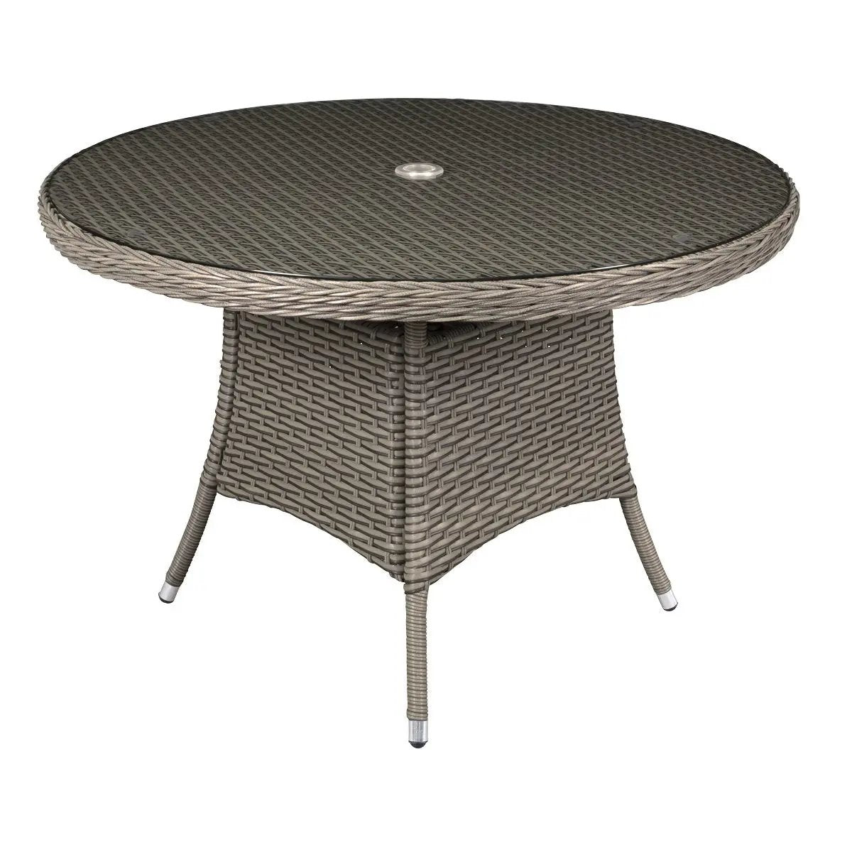 Dellonda DG66 Chester Rattan Wicker Outdoor Dining Table with Tempered Glass Top Brown Dellonda