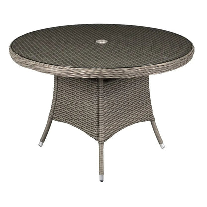 Dellonda DG66 Chester Rattan Wicker Outdoor Dining Table with Tempered Glass Top Brown Dellonda