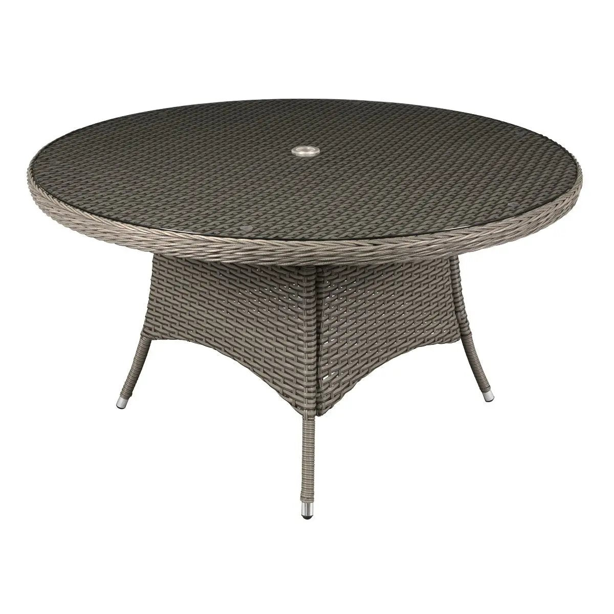 Dellonda DG67 Chester Rattan Wicker Outdoor Dining Table with Tempered Glass Top Dellonda