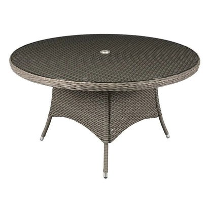 Dellonda DG67 Chester Rattan Wicker Outdoor Dining Table with Tempered Glass Top Dellonda