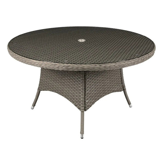 Dellonda DG67 Chester Rattan Wicker Outdoor Dining Table with Tempered Glass Top Dellonda