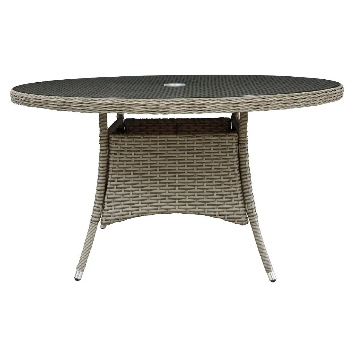Dellonda DG67 Chester Rattan Wicker Outdoor Dining Table with Tempered Glass Top Dellonda