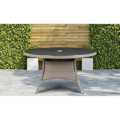 Dellonda DG67 Chester Rattan Wicker Outdoor Dining Table with Tempered Glass Top Dellonda
