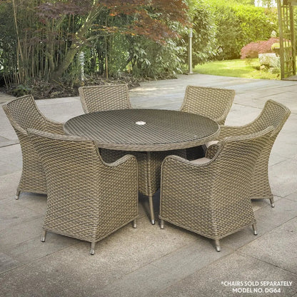Dellonda DG67 Chester Rattan Wicker Outdoor Dining Table with Tempered Glass Top Dellonda