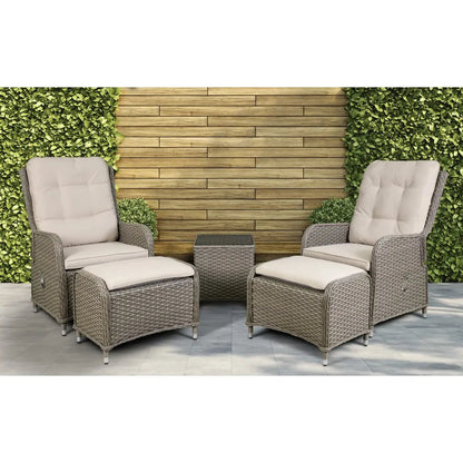 Dellonda DG68 Chester Rattan Wicker Outdoor Recliner Seat & Coffee Table Set Brown Dellonda