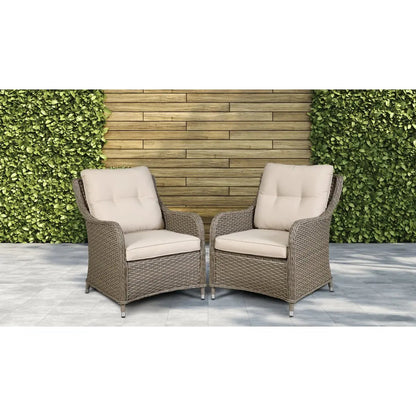Dellonda DG69 Chester Rattan Wicker Outdoor Lounge Chairs with Cushion Brown Dellonda