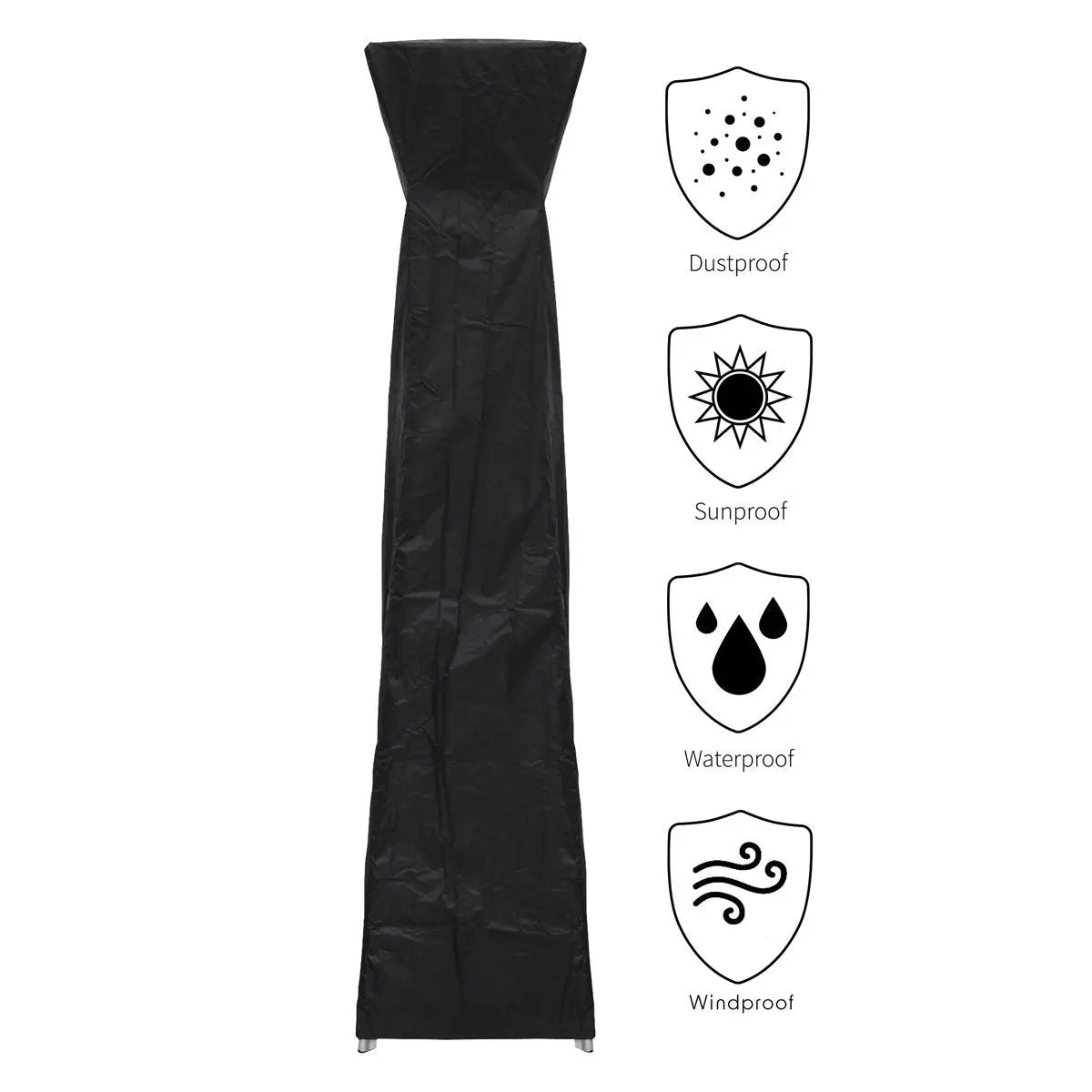 Dellonda DG7 Pyramid Gas Tower Patio Heater Water-Resistant Cover 2280 x 470mm Black Dellonda