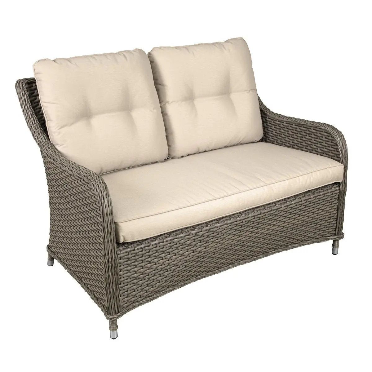 Dellonda DG70 Chester Rattan Wicker Outdoor Lounge 2-Seater Sofa with Cushion Brown Dellonda