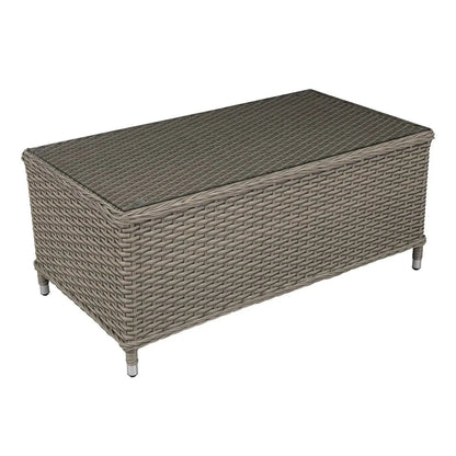 Dellonda DG71 Chester Rattan Wicker Outdoor Coffee Table with Tempered Glass Top Brown Dellonda