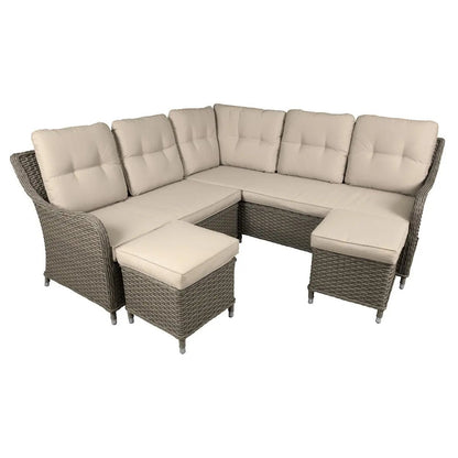 Dellonda DG72 Chester Rattan Wicker Outdoor 5 Seat Corner Sofa Set Brown Dellonda