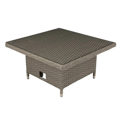 Dellonda DG73 Chester Rattan Wicker Adjustable Outdoor Dining Table Brown Dellonda