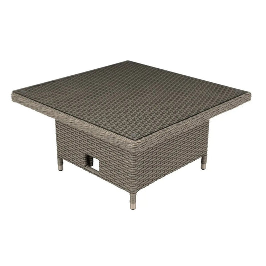Dellonda DG73 Chester Rattan Wicker Adjustable Outdoor Dining Table Brown Dellonda