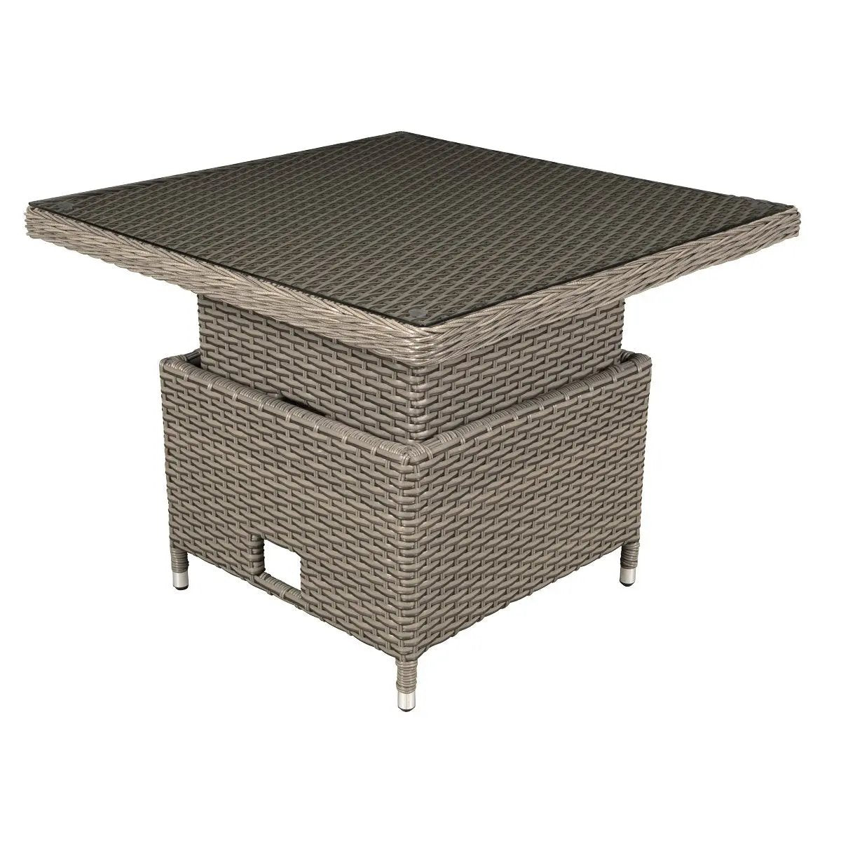 Dellonda DG73 Chester Rattan Wicker Adjustable Outdoor Dining Table Brown Dellonda