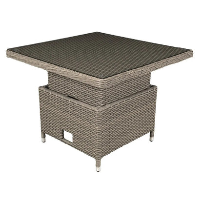 Dellonda DG73 Chester Rattan Wicker Adjustable Outdoor Dining Table Brown Dellonda