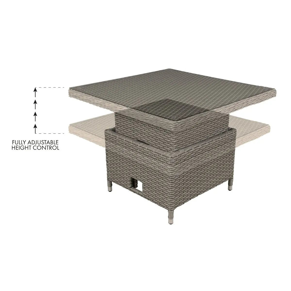 Dellonda DG73 Chester Rattan Wicker Adjustable Outdoor Dining Table Brown Dellonda
