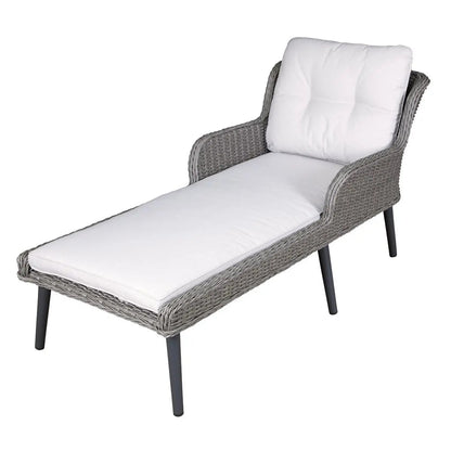 Dellonda DG74 Buxton Rattan Wicker Sun Lounger with Armrests Washable Cushions Grey Dellonda