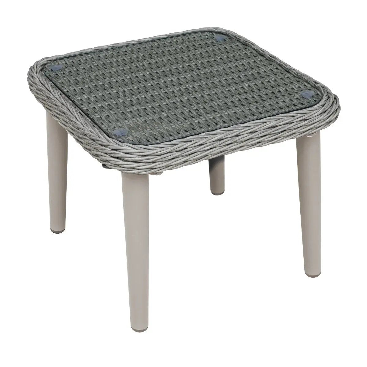 Dellonda DG75 Buxton Rattan Wicker Outdoor Coffee Table with Clear Tempered Glass Top Grey Dellonda