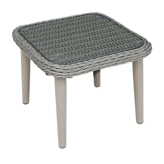 Dellonda DG75 Buxton Rattan Wicker Outdoor Coffee Table with Clear Tempered Glass Top Grey Dellonda