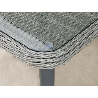 Dellonda DG75 Buxton Rattan Wicker Outdoor Coffee Table with Clear Tempered Glass Top Grey Dellonda