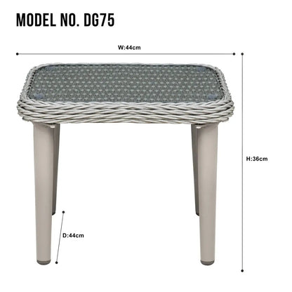 Dellonda DG75 Buxton Rattan Wicker Outdoor Coffee Table with Clear Tempered Glass Top Grey Dellonda