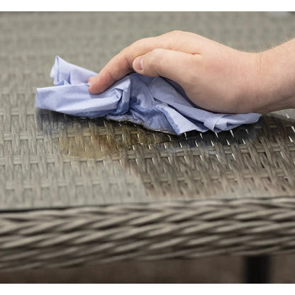 Dellonda DG75 Buxton Rattan Wicker Outdoor Coffee Table with Clear Tempered Glass Top Grey Dellonda