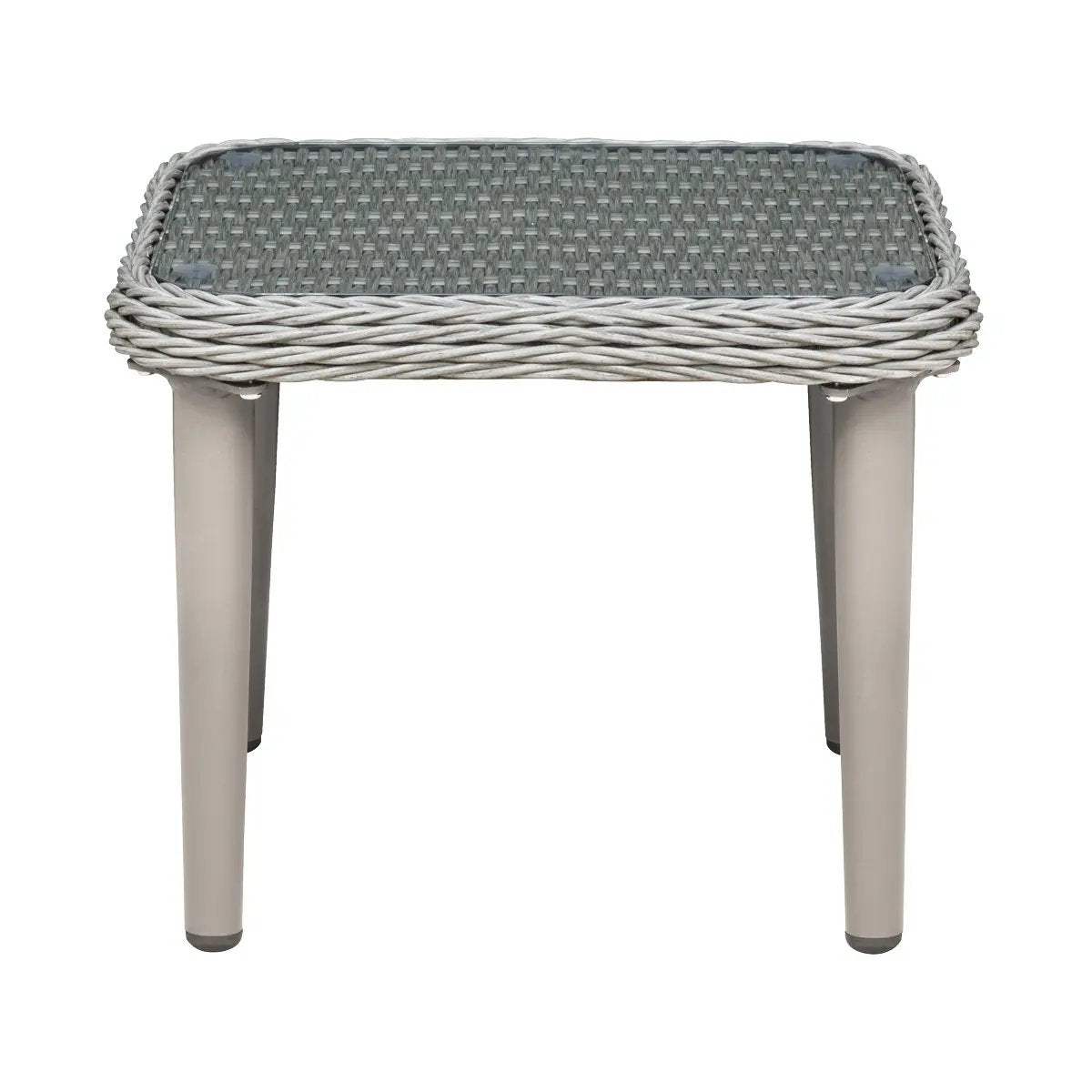 Dellonda DG75 Buxton Rattan Wicker Outdoor Coffee Table with Clear Tempered Glass Top Grey Dellonda