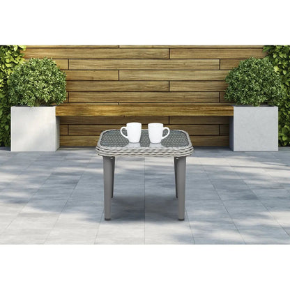 Dellonda DG75 Buxton Rattan Wicker Outdoor Coffee Table with Clear Tempered Glass Top Grey Dellonda