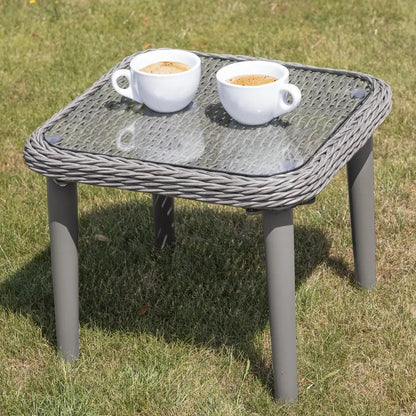 Dellonda DG75 Buxton Rattan Wicker Outdoor Coffee Table with Clear Tempered Glass Top Grey Dellonda