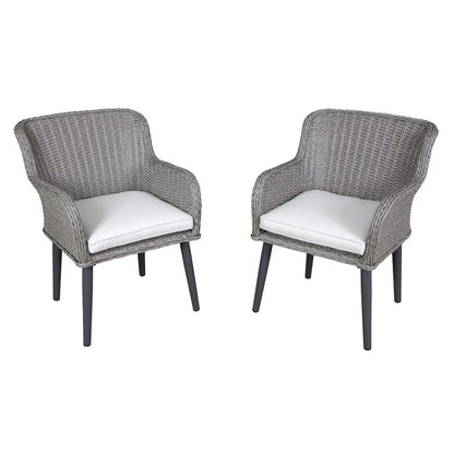 Dellonda DG76 Buxton Rattan Wicker Outdoor Dining Armchairs with Cushion Set of 2 Grey Dellonda