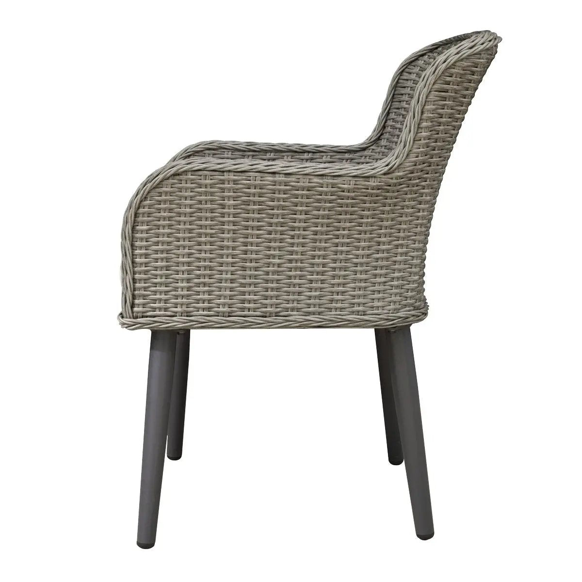 Dellonda DG76 Buxton Rattan Wicker Outdoor Dining Armchairs with Cushion Set of 2 Grey Dellonda