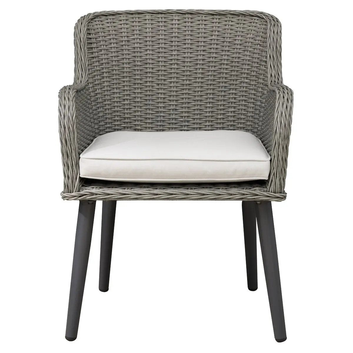 Dellonda DG76 Buxton Rattan Wicker Outdoor Dining Armchairs with Cushion Set of 2 Grey Dellonda