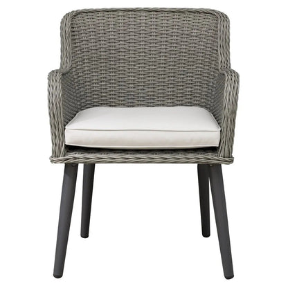 Dellonda DG76 Buxton Rattan Wicker Outdoor Dining Armchairs with Cushion Set of 2 Grey Dellonda