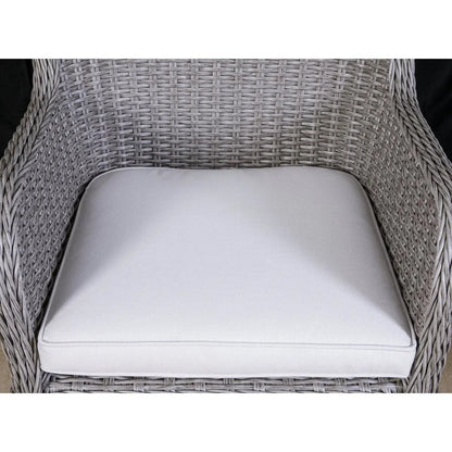 Dellonda DG76 Buxton Rattan Wicker Outdoor Dining Armchairs with Cushion Set of 2 Grey Dellonda