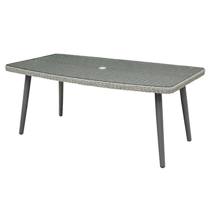 Dellonda DG78 Buxton Rattan Wicker Outdoor Dining Table with Clear Tempered Glass Top Grey Dellonda
