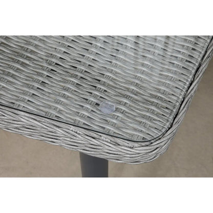 Dellonda DG78 Buxton Rattan Wicker Outdoor Dining Table with Clear Tempered Glass Top Grey Dellonda