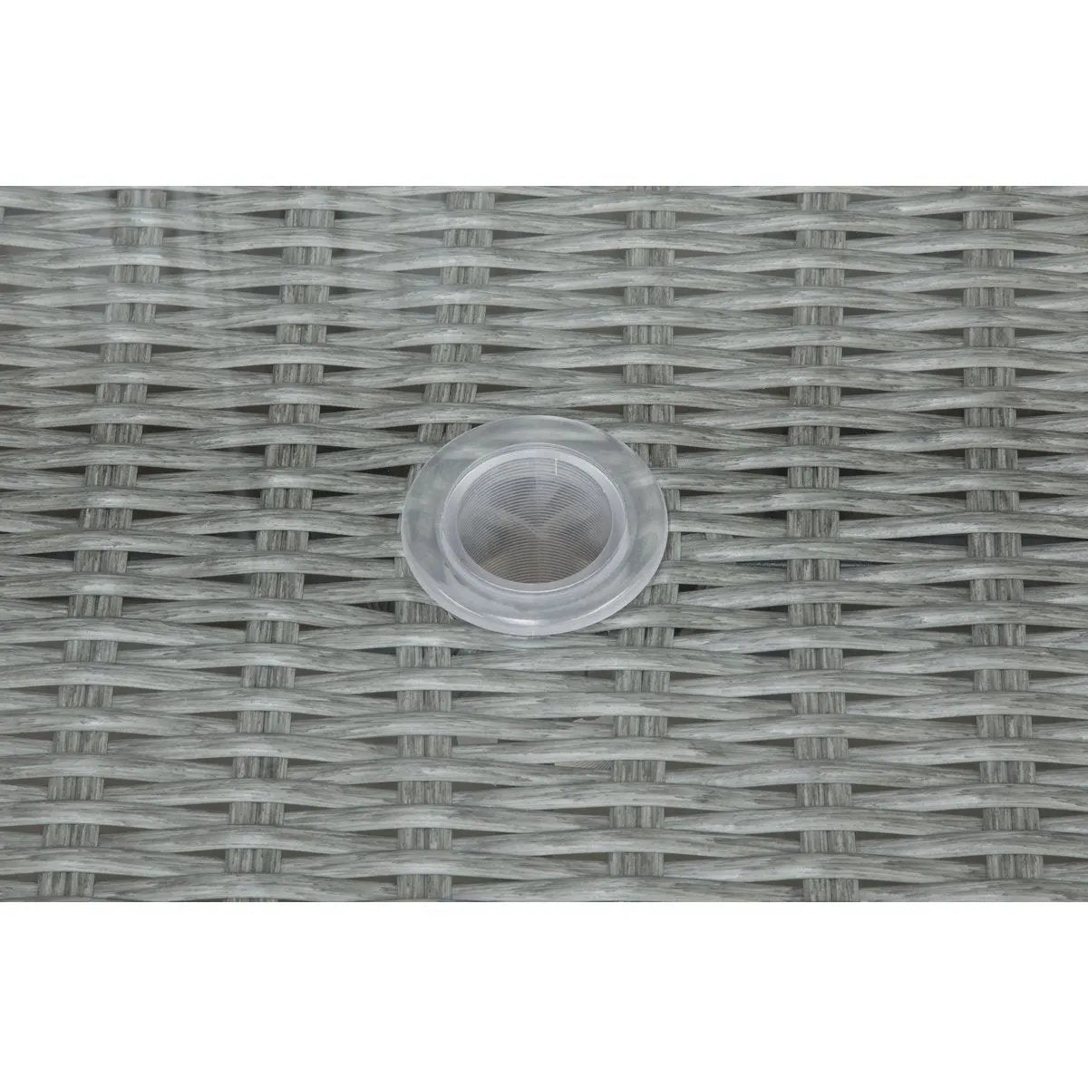 Dellonda DG78 Buxton Rattan Wicker Outdoor Dining Table with Clear Tempered Glass Top Grey Dellonda