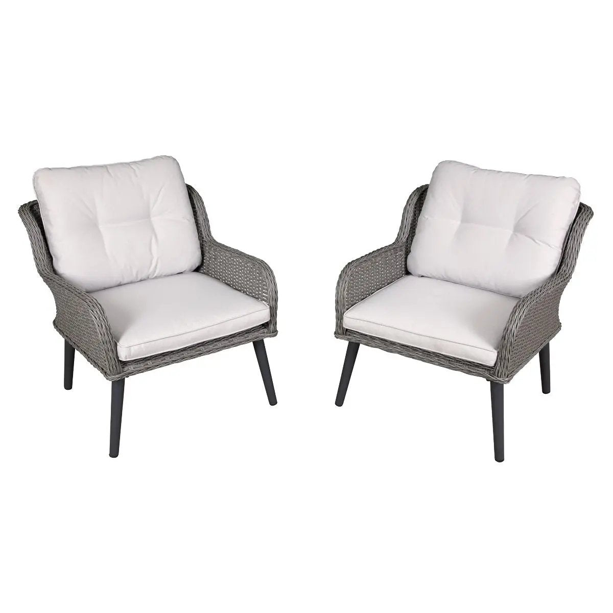 Dellonda DG79 Buxton Rattan Wicker Outdoor Lounge Chairs with Cushion Grey Dellonda