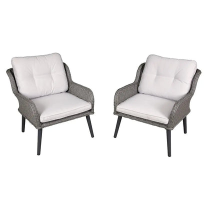 Dellonda DG79 Buxton Rattan Wicker Outdoor Lounge Chairs with Cushion Grey Dellonda