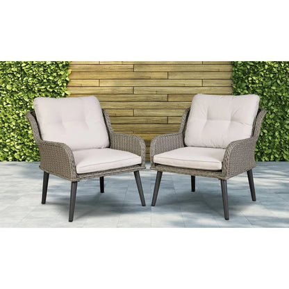 Dellonda DG79 Buxton Rattan Wicker Outdoor Lounge Chairs with Cushion Grey Dellonda