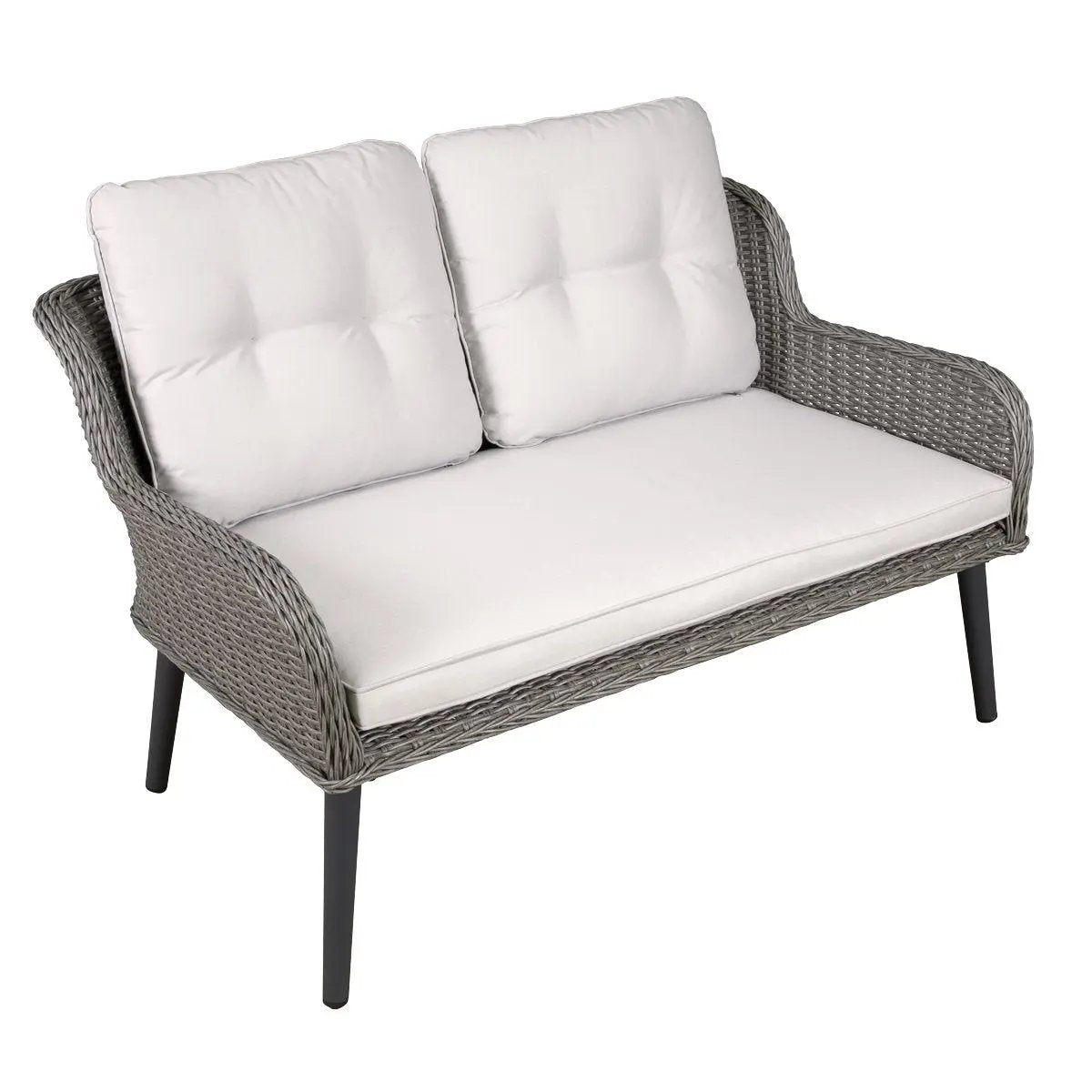 Dellonda DG80 Buxton Rattan Wicker Outdoor Lounge 2-Seater Sofa with Cushion Grey Dellonda